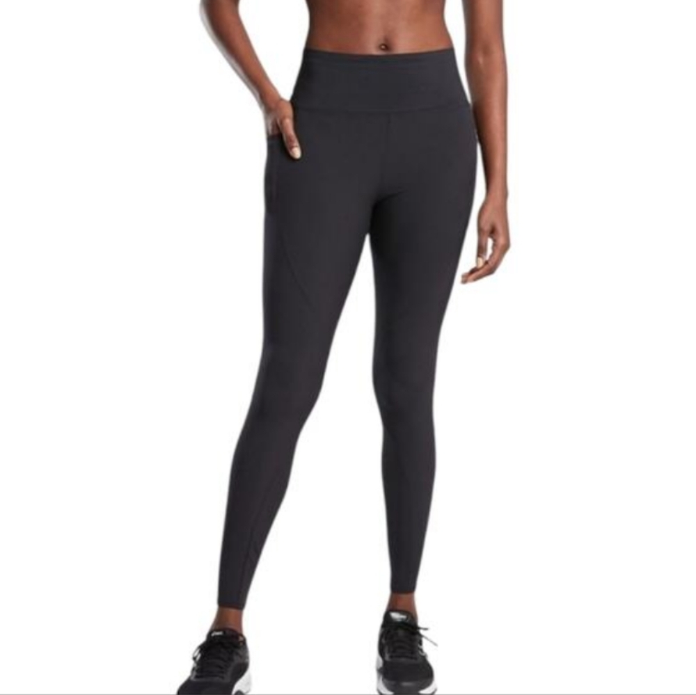 Athleta Black Quest Hybrid Tight High Rise Athletic Activewear Yoga Pilates 6